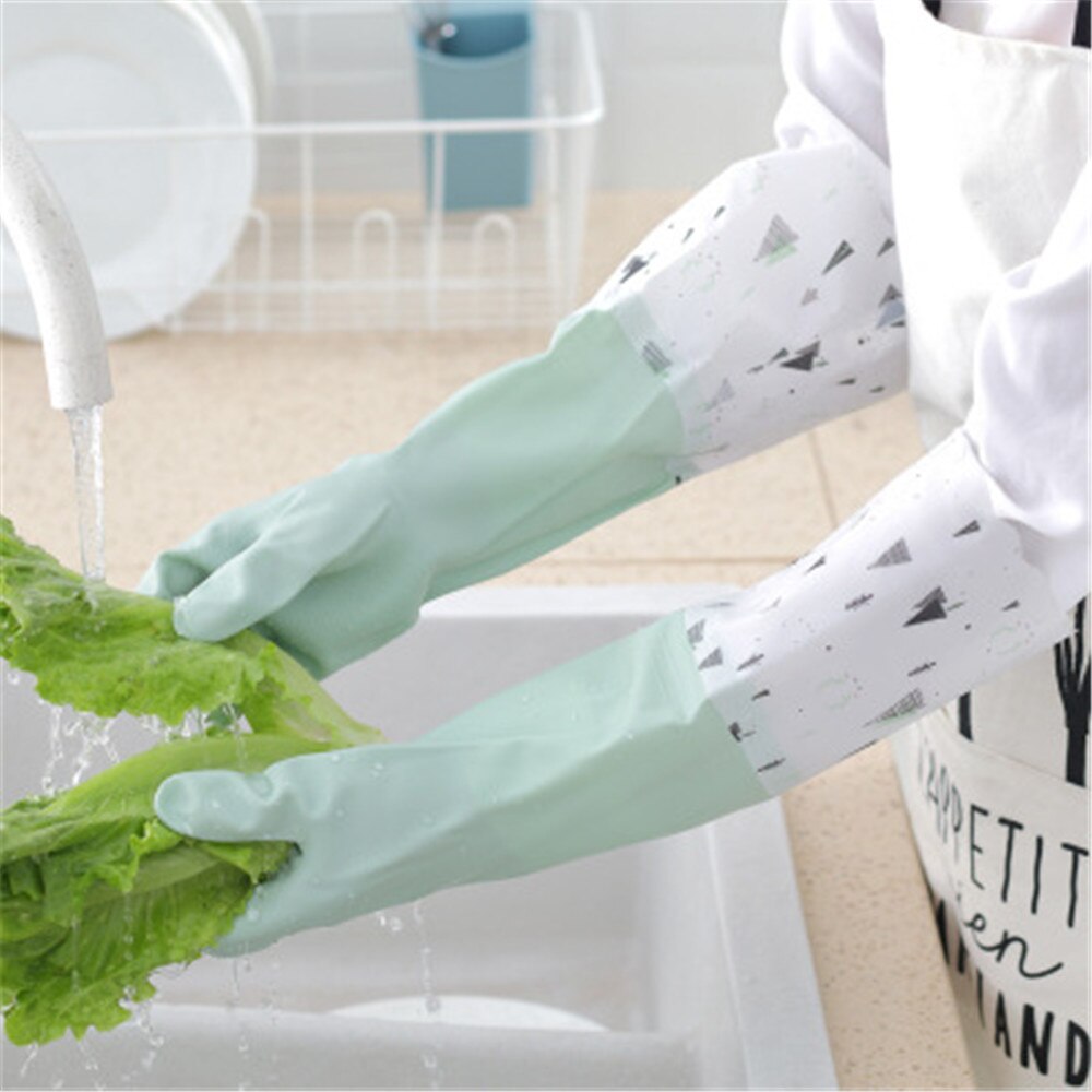 Langærmet vaskeopvaske husholdningsrengøringshandsker køkken vandtætte opvaskhandsker elastikker handsker guanti per la casa