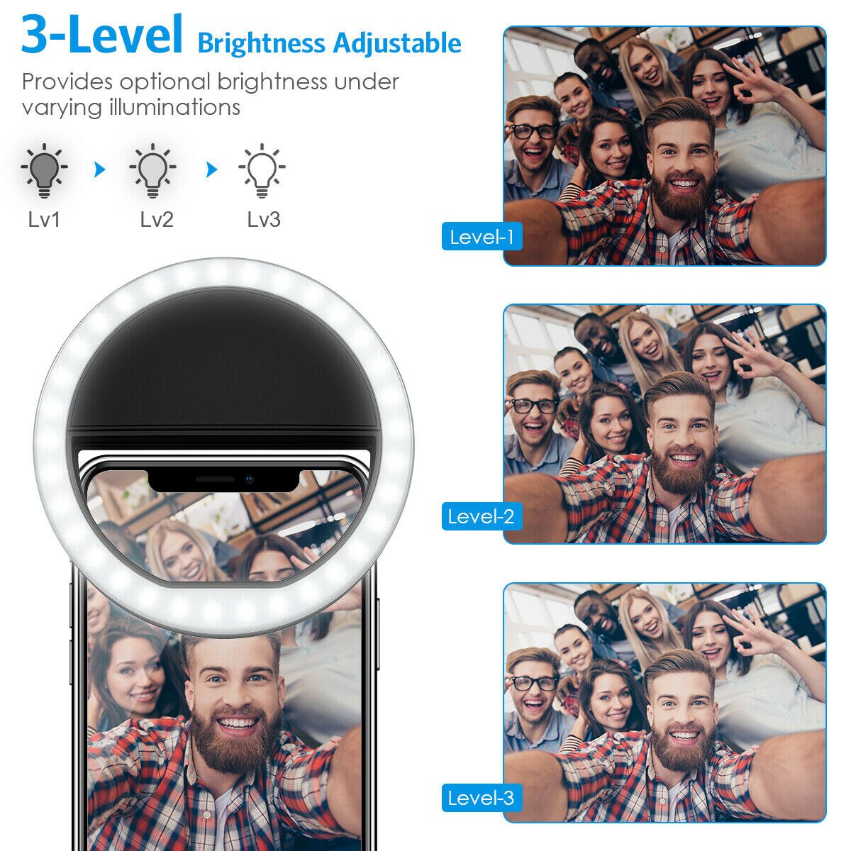Draagbare Selfie Ring Licht Telefoon Flash Vullen Licht Led Camera Clip-On Telefoon Selfie Lamp Video Enhancing Up usb Oplaadbare