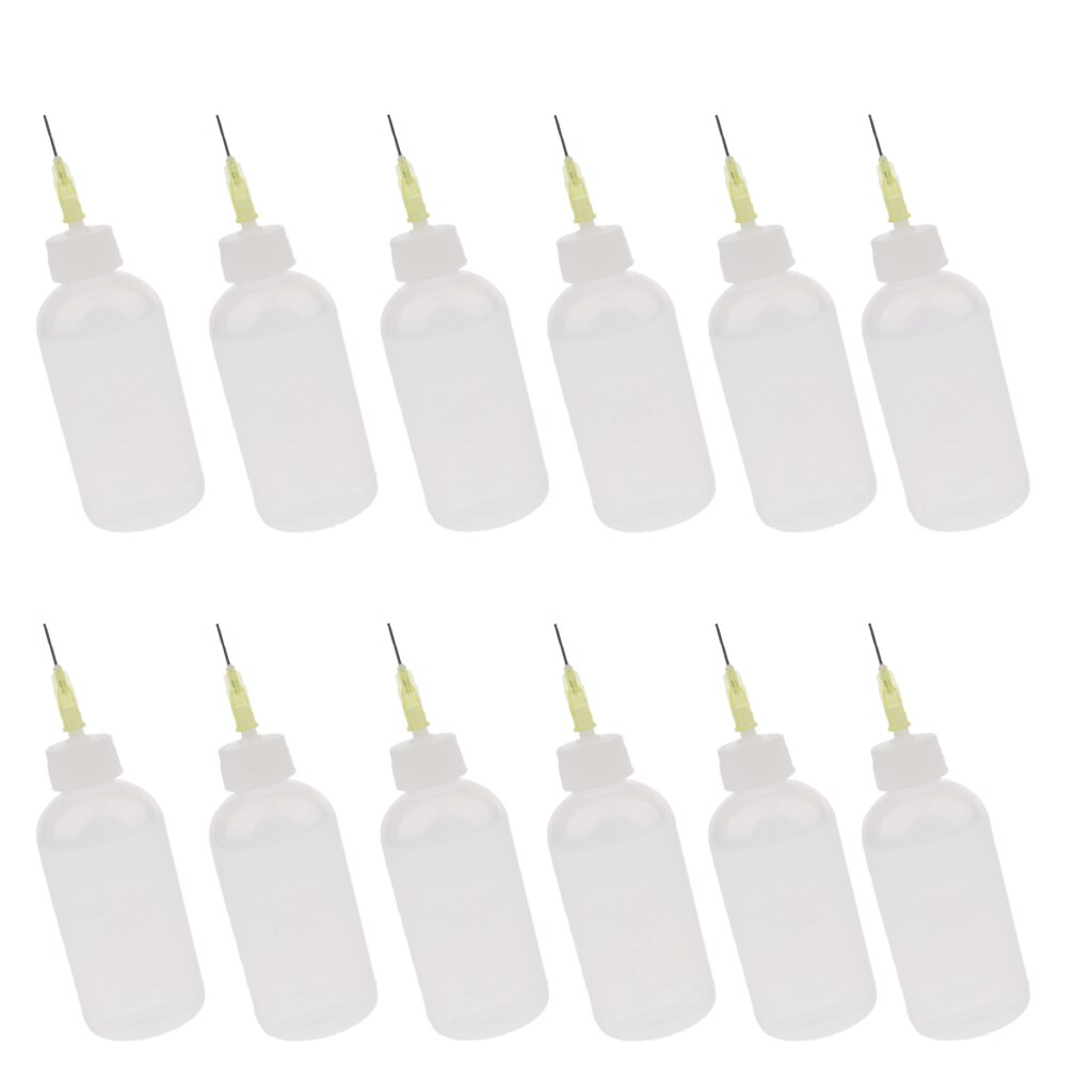 12 Stuks 50Ml Lijm Applicator Fles Precisie Naald Tip Liquid Dropper Flessen