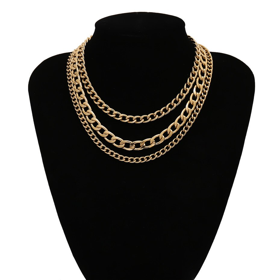 Hip Hop Chunky Choker Ketting Kraag Steampunk Mannen Rock Big Chunky Aluminium Goud Kleur Dikke Ketting Ketting Vrouwen Sieraden: Gold Color