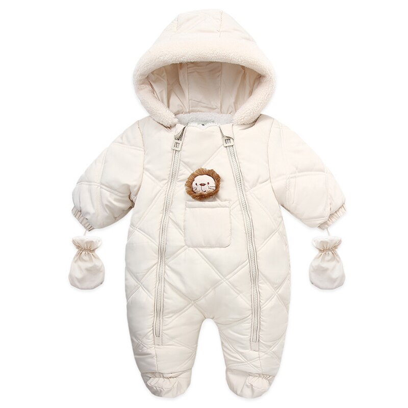 2022 nova moda menina snowsuit menino outwear 0-24m roupas de bebê com luvas de inverno do bebê recém-nascido macacão infantil: 15 beige / 9 m