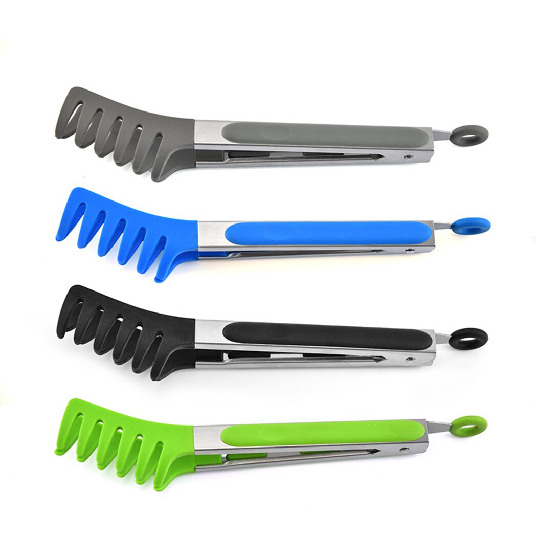 Pince à nouilles en Nylon et Silicone, 9 pouces, pinces à Spaghetti, poignée en acier inoxydable, ustensiles de cuisine, accessoires de cuisine