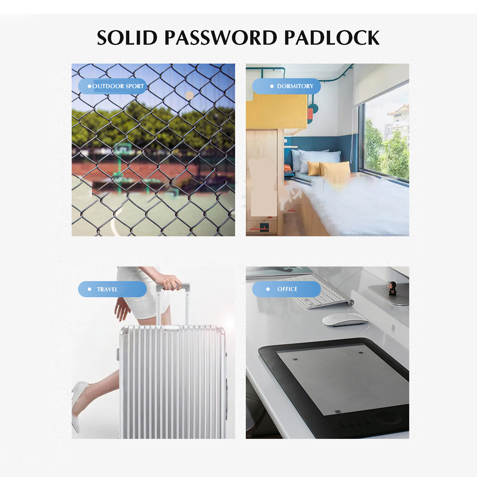 1Pc Reizen Hangslot Anti-diefstal Rugzak Klein Hangslot Resetbare 3 Cijfercombinatie Koffer Wachtwoord Codeslot Hangslot vc