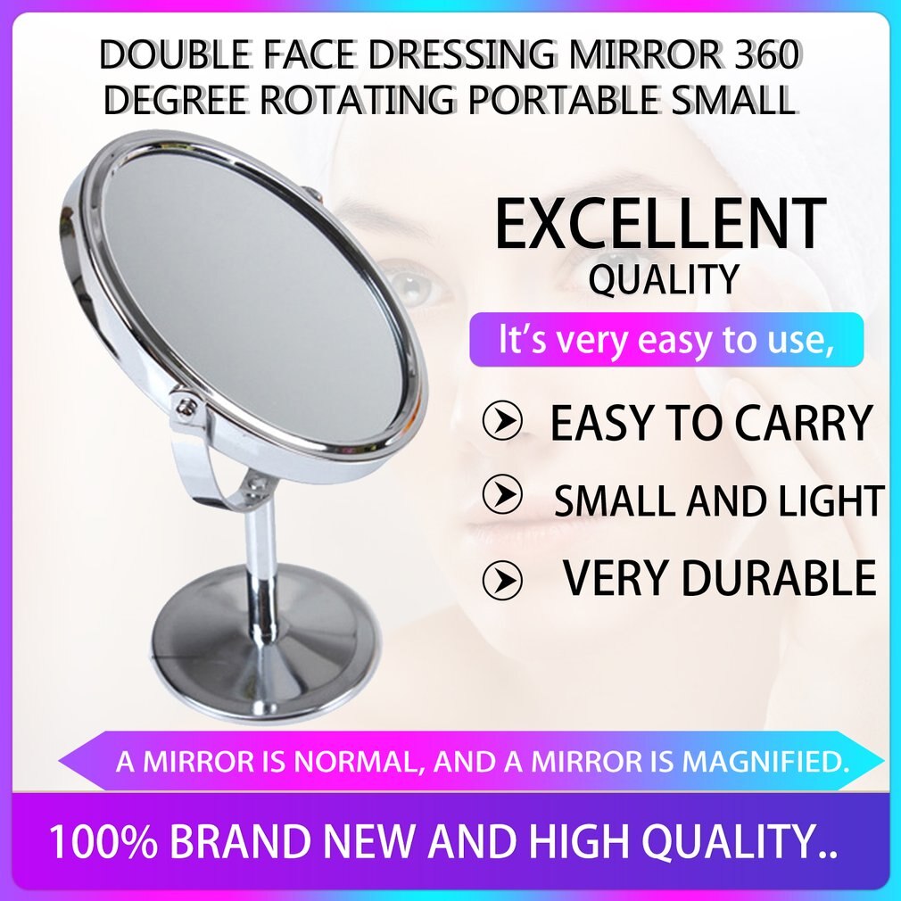 Double Face Dressing Mirror 360 Degree Rotating Portable Small Mirror