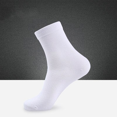 Brand 5 Pairs Nano Silver Cotton Socks Casual Crew Socks Anti-Bacterial Deodorant Autumn Winter Men&#39;s Socks: White