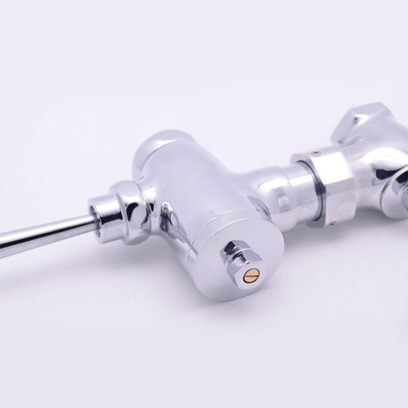 SPRING SUMMER Brass Manual Lever Handle Toilet Flush Valve Time Delay Self Closing Exposed Hand control Wall Mount Wall