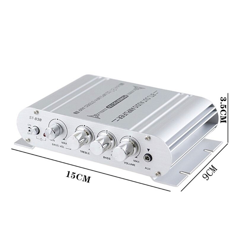 Audio Player Digital Hi-Fi Power Amplifier 2.1CH 40W 2x20W Subwoofer Stereo-BASS T84D