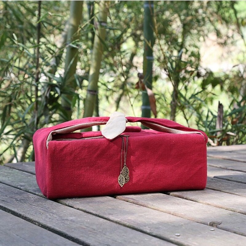 Borsa da viaggio portatile da viaggio borsa da tè per teiera tazza da tè tazza da tè in cotone e lino accessori per cerimonia del tè