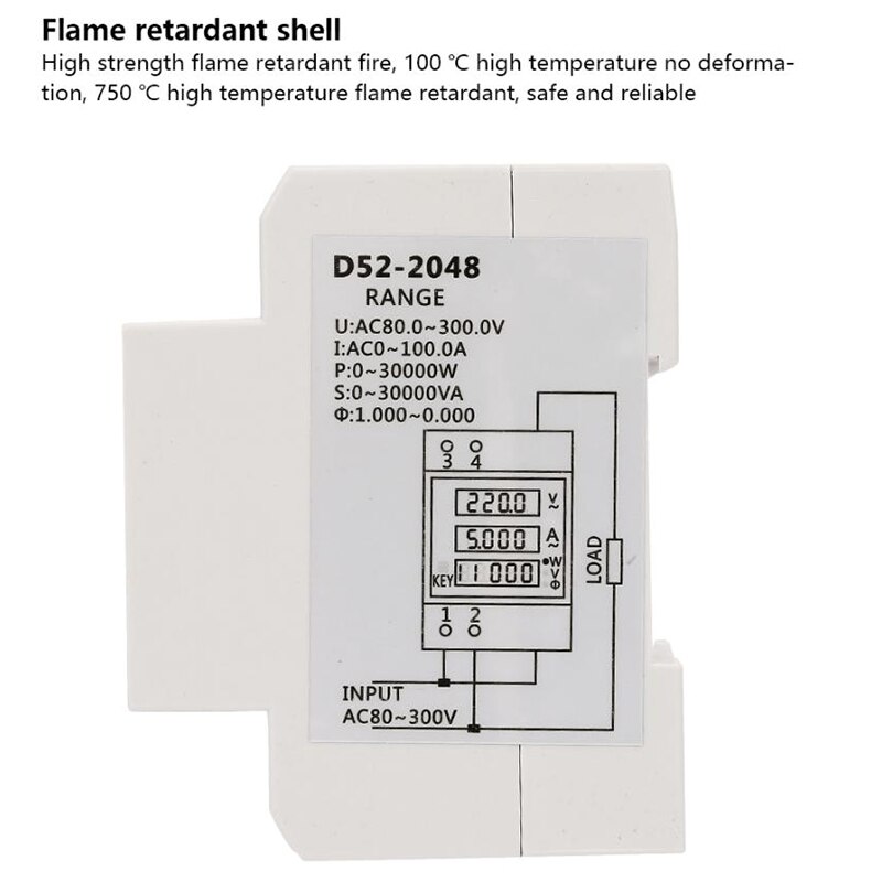 Digital Energy Meter Din Rail LED Active Power Factor Multi-Functional Power Met Power Meter