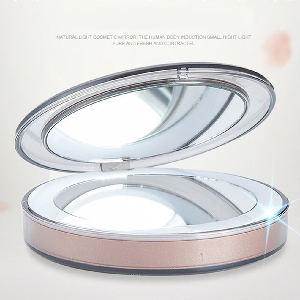 LED Mini Makeup Mirror Hand Held Fold Small Pocket Compact Portable USB Rechargeable Folding Cosmetic Vanity Mirror makeup tool