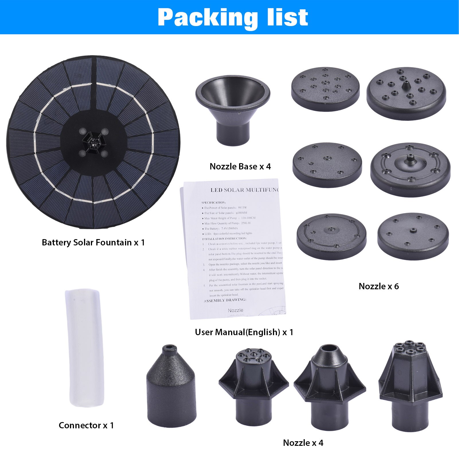 9V3W Solar Fontein Pomp Draagbare Led Drijvende Zonne-energie Fontein Pomp Voor Vogelbad Tuin Achtertuin Vijver Zwembad