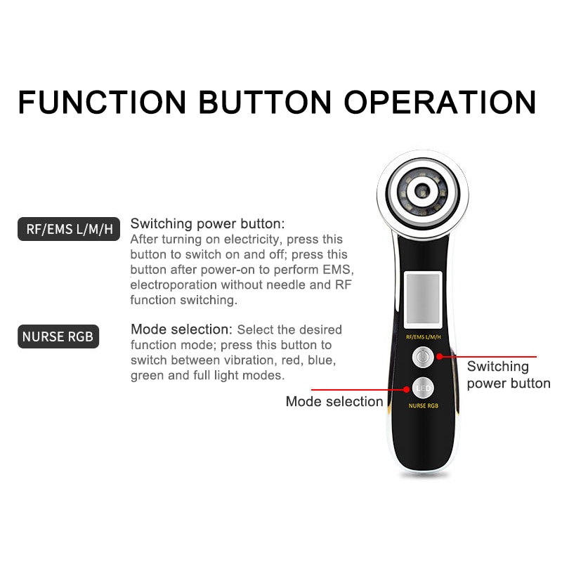 Ultralydsapparat rf lifting ems mikrostrømme til ansigt led farve lys mikro vibrations massage højfrekvent puls maskine