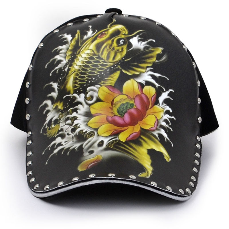 FS Luxury Brand 3D Stampa Drago Cinese Berretti da baseball con Rivetto Estate Uomo Donna Cappello Street Hip Hop Cap Gorras Para Hombres: Cachi