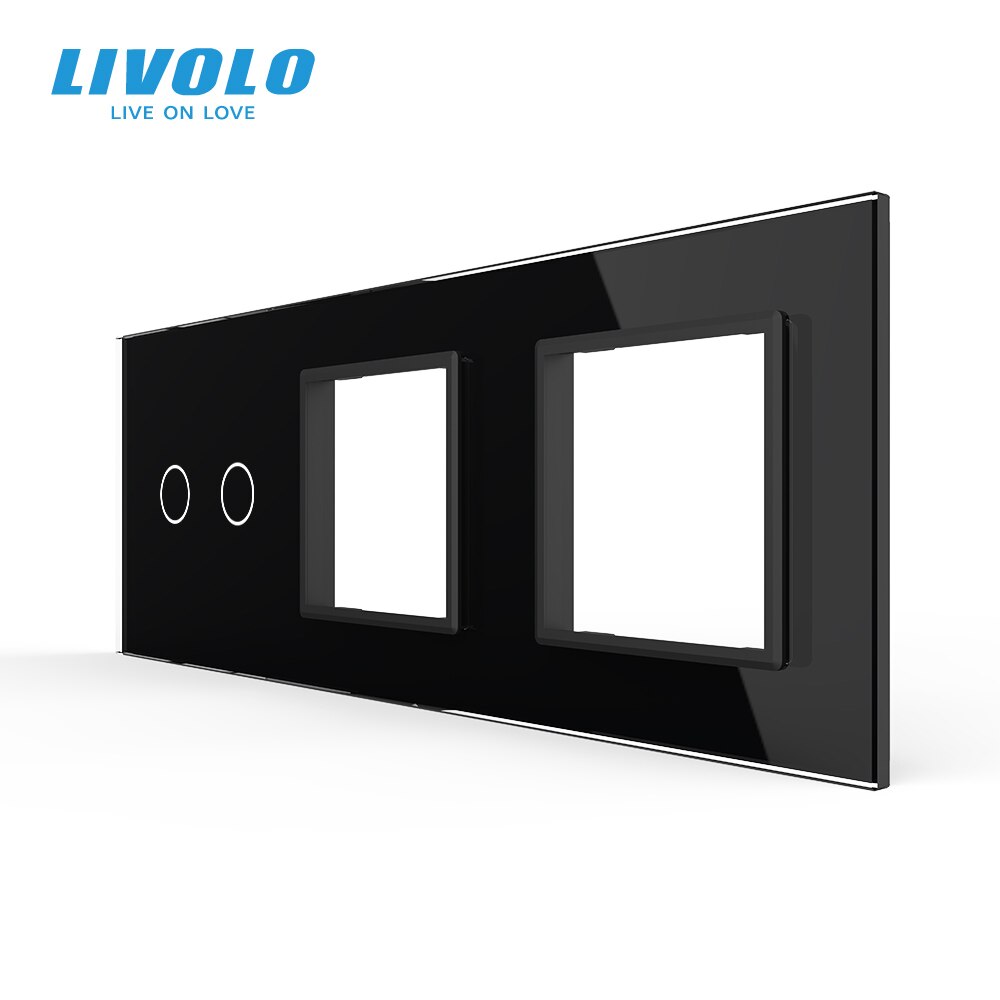 Livolo Luxury Crystal Glass Switch Panel, 294mm*80mm,EU standard,Quadruple Glass Panel ,DIY by yourself,4colors free choose: C7-C2-SR-SR-12