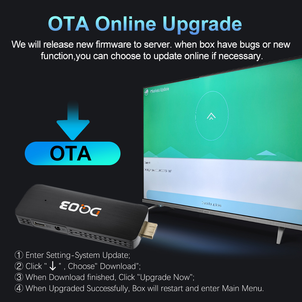 DQ03 Mini TV Stick Android 10 QuadCore ARM Cortex A53 2G16G Ondersteuning 4K @ 60fps HDR10 + 2.4G & 5.8G Dual Wifi 1G8G TV BOX Android 10.0