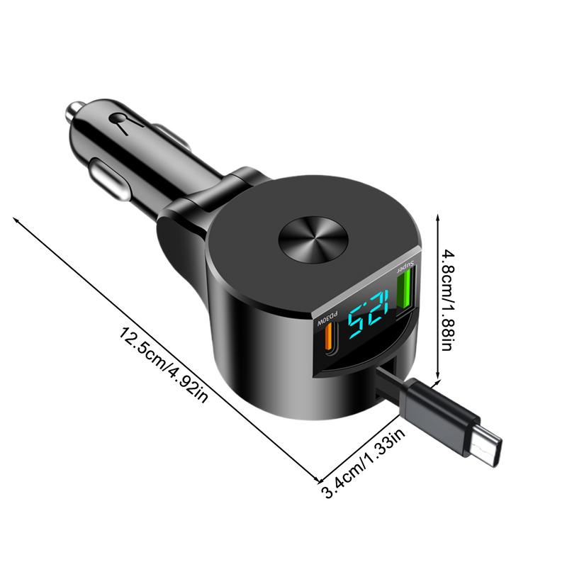 Car Charger Adapter USB Fast Charging Mobile Phone Charger For Auto LED Intelligent Digital Display Small Car Adapter For SUVs