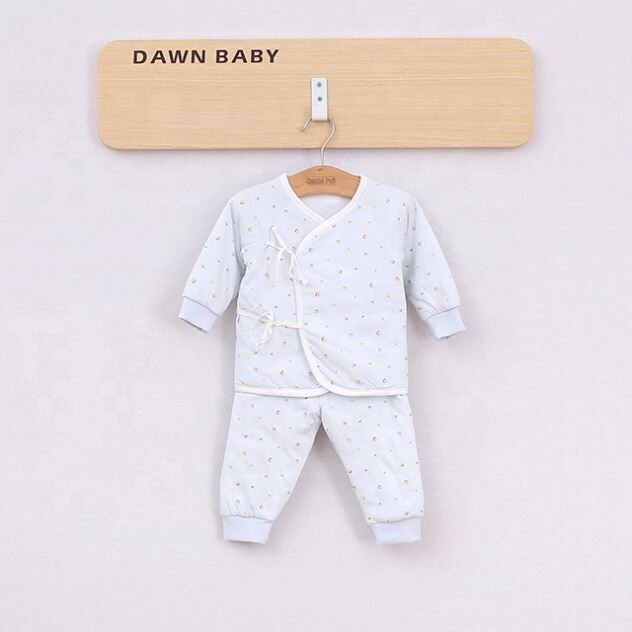 Katoen Gewatteerde Baby Kleding Sets Lente Herfst Pasgeboren Baby Meisjes Kleding Lange Mouw 2 Stuks Casual Laced Baby jongen Cl: Light Blue / 12M(Height 67-73CM)