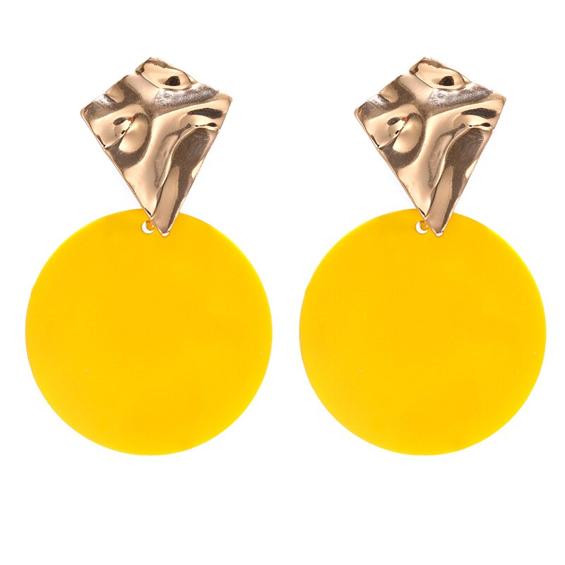 Trendy Zwarte Ronde Metalen Oorbel Voor Vrouwen Goud Glanzend Glad Lange Oorbellen Statement Sieraden Pendientes Bijoux: E979HUANG