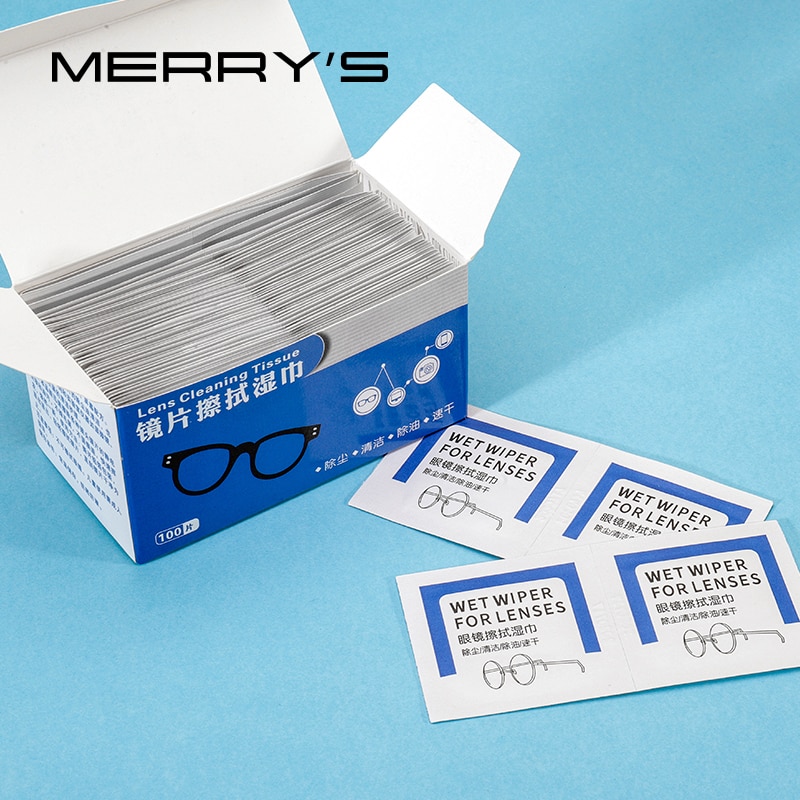 Merry's Lens Schoonmaakdoekjes Reiniging Voor Glazen Lenzen Zonnebril Camera Lenzen Mobiele Telefoon Laptop Lens Kleding 100ct Pack