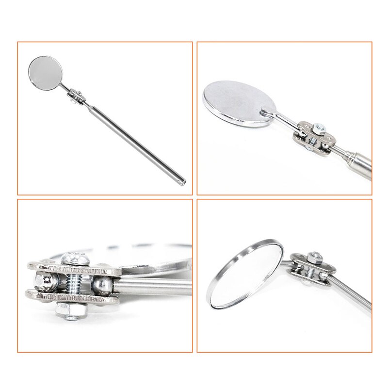 Car Inspection Mirror Extendable Round Mirror Car Telescopic Manual Tool Auto Parts Extendable