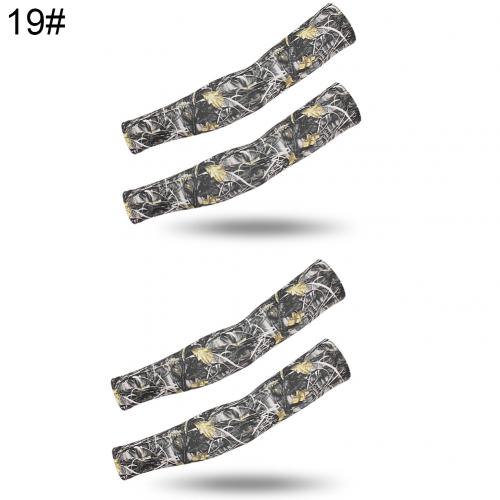 2 Pairs Zomer Arm Mouwen Camouflage Patroon Arm Warmers Mouwen Elastische Uv Zon Bescherming Lange Vingerloze Handschoenen Arm Mouwen: 19