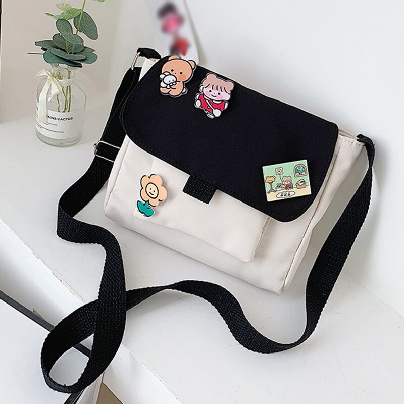 Lærred lille taske japansk stil messenger bag sød all-match student art single shoulder lady bag