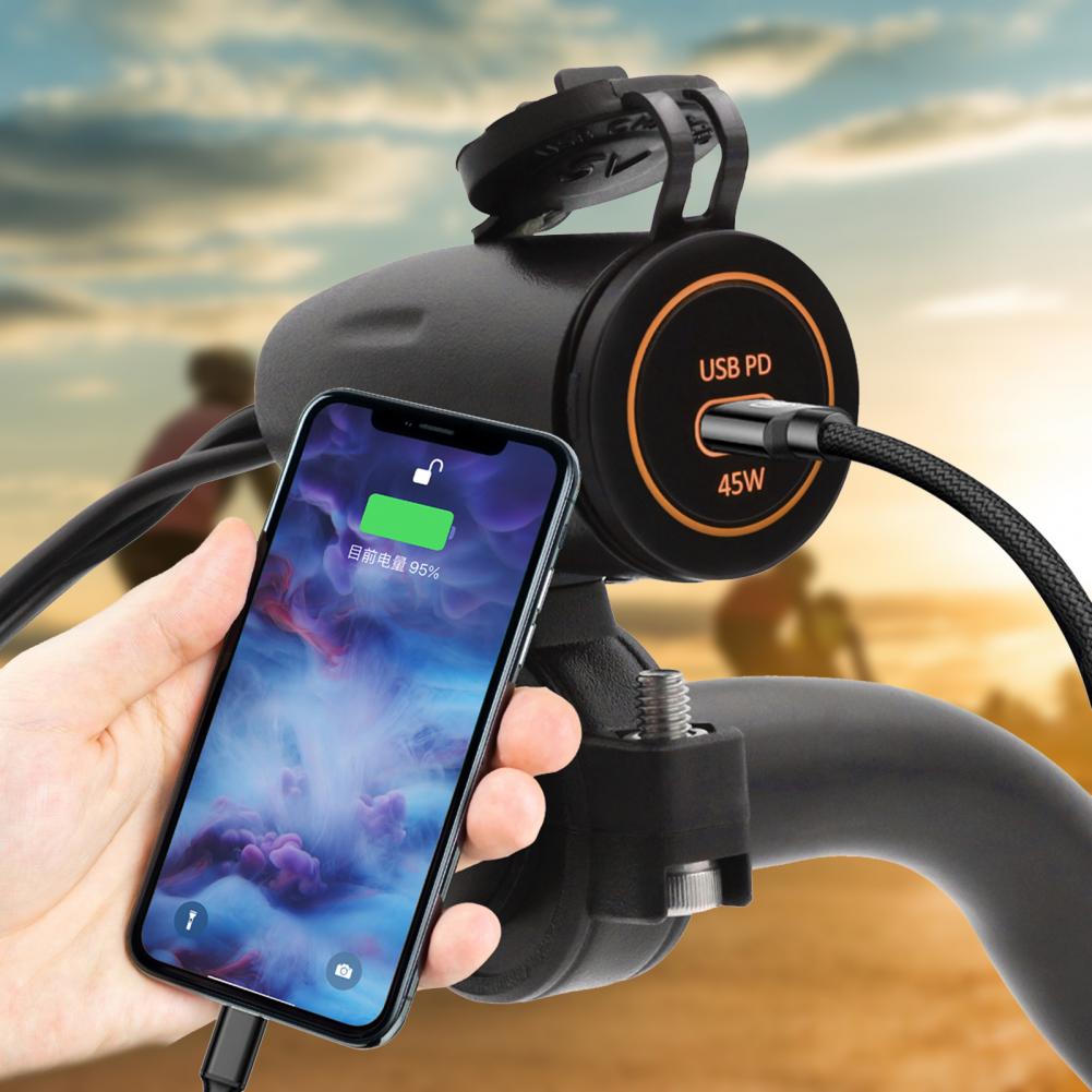 Stabiele 45W Draagbare 5 Modes Single Port Telefoon Oplader Waterdichte Motor Telefoon Oplader Enkele Poort Voor Fiets
