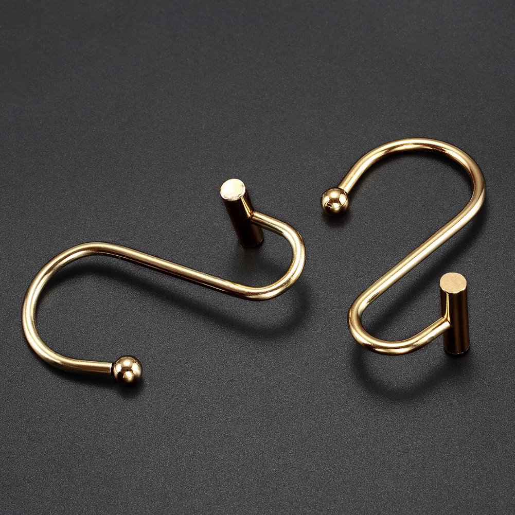 BSEVB-douchegordijnhaken ringen, messing decoratieve douchegordijnringen voor badkamer douchestang, douchehaken hangers T-vormig: Default Title