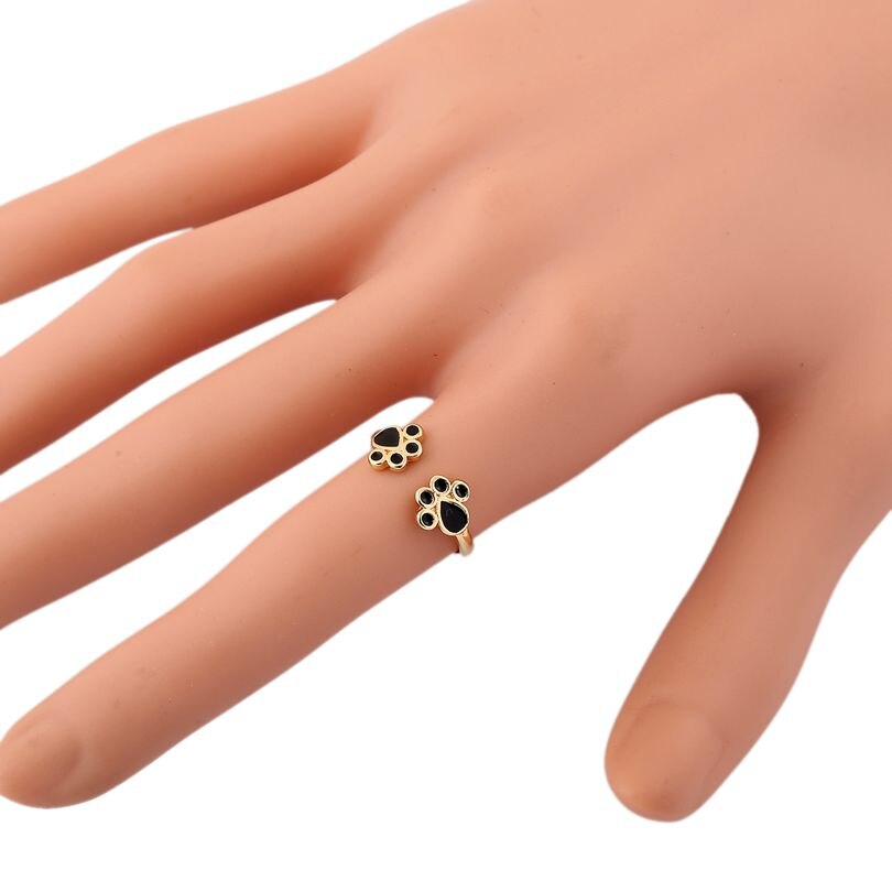 Jisensp Einstellbare Katze Ring Nette Katze Pfote Finger Ring Schmuck für Frauen Junge Mädchen Art Geburtstag