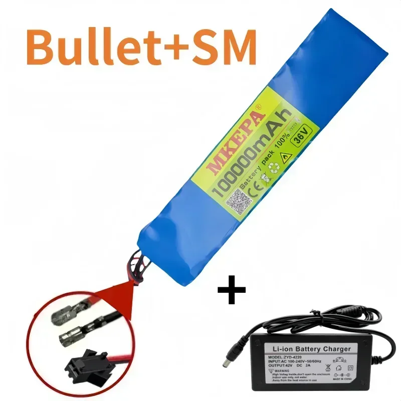 10S3P 36V 100000mAh 18650 Rechargeable Lithium Battery Power Modified Bicycle Scooter Electric Vehicle with etc: Champagne