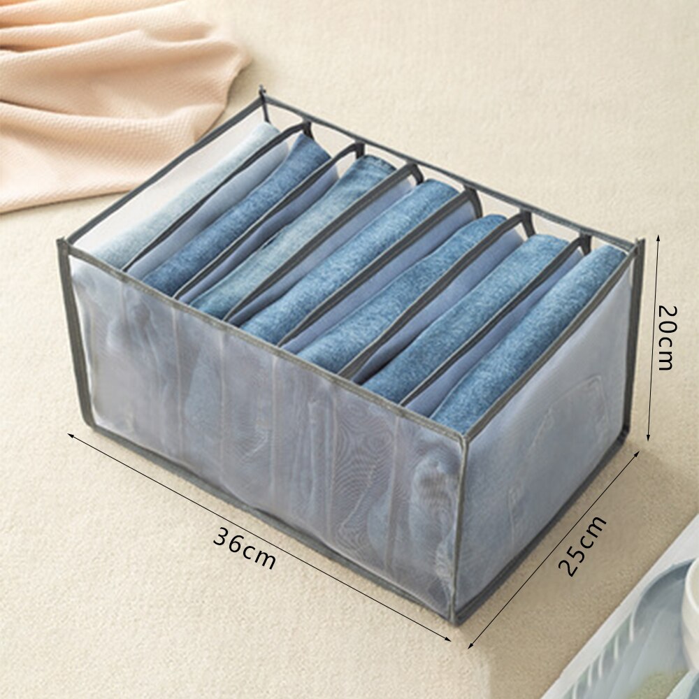 Boîte de Rangement à Compartiments pour Jeans, boîtier de séparation de placard à vêtements, pantalons empilables, diviseur de tiroir, lavable, organisateur de maison: gray 7grids L
