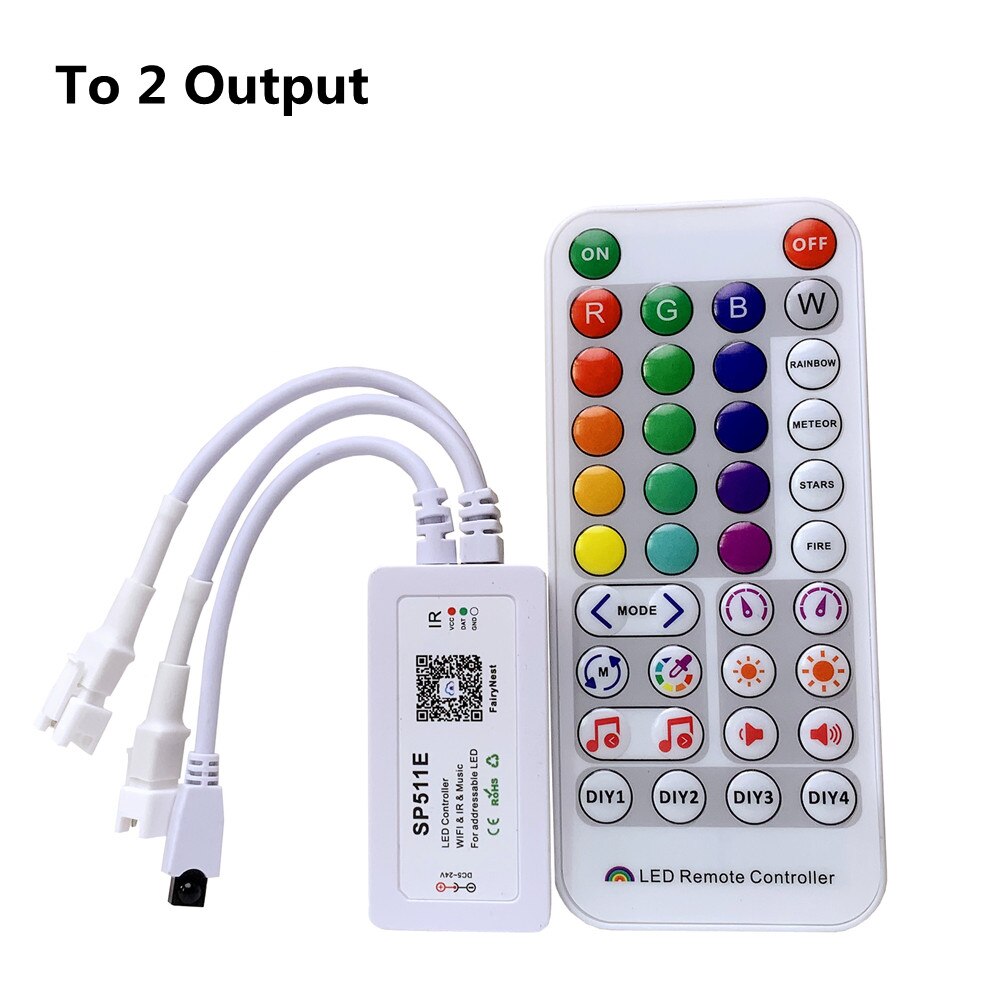WS2811 WS2812B UCS1903 Full Color Pixel LED Strip Controller DC 5V 12V SP110E SP511E Wireless WIFI Bluetooth RGB Controller: SP511E To 2