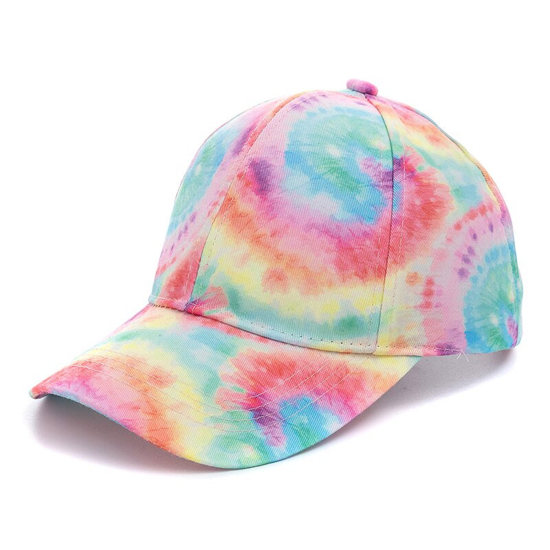 Udendørs afslappet tie dye kasketter til kvinder regnbuefarvet baseballkasket til kvinder streetwear sommerhat: Blå