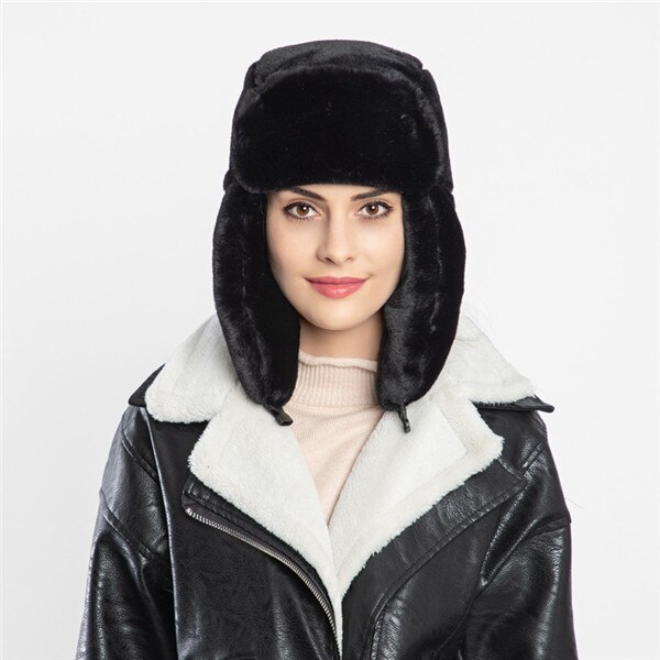 Le donne Russe di Spessore Soffice Pelliccia DEL FAUX fascia Cappello di Inverno Dello Scaldino dell'orecchio Sci Esterno Inverno Caldo Caldo di Cappelli invernali e con pelliccia: nero