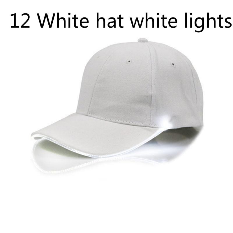 Gorra de béisbol de fibra óptica con luz LED, sombrero de béisbol con luz LED brillante, estilo Hip-Hop, ajustable: 12