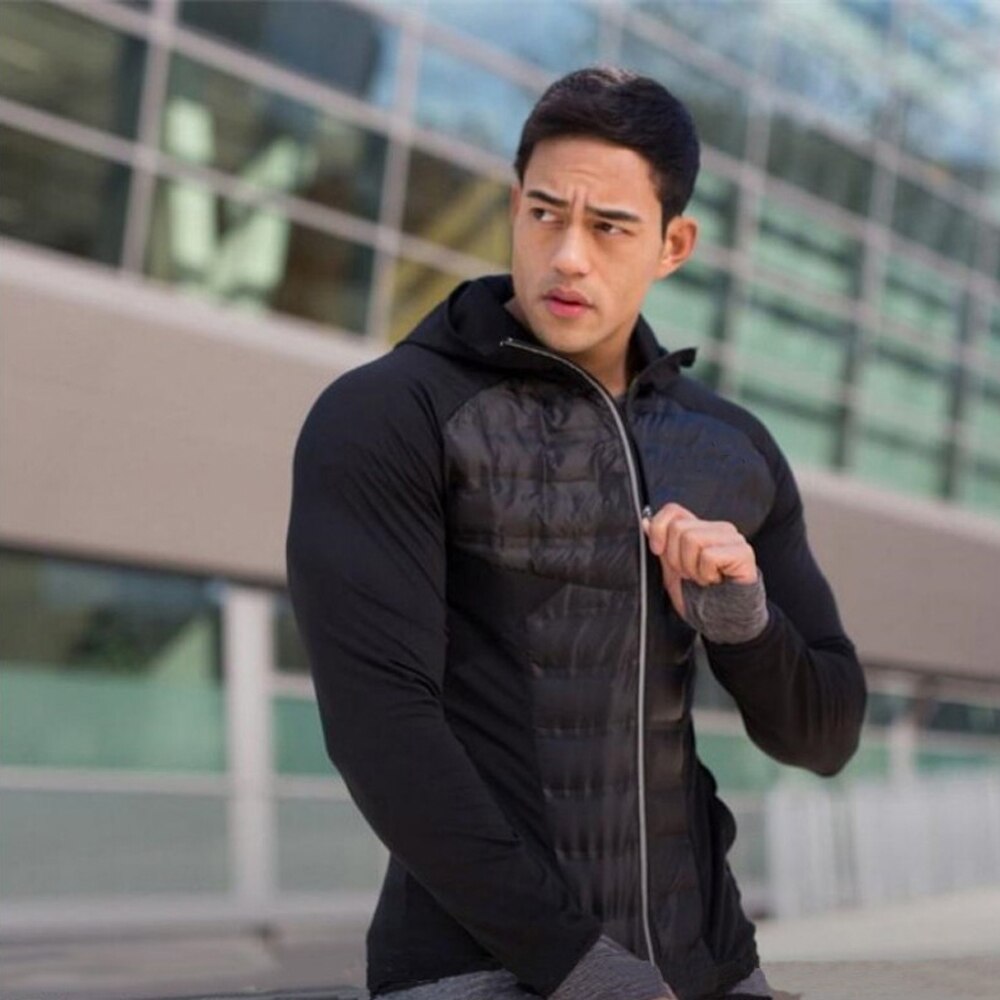 Running Jacket Men's Warm Cotton-padded Clothes Light-weight Sports Cotton-padded Jacket Long Sleeve Yoga Jacket
