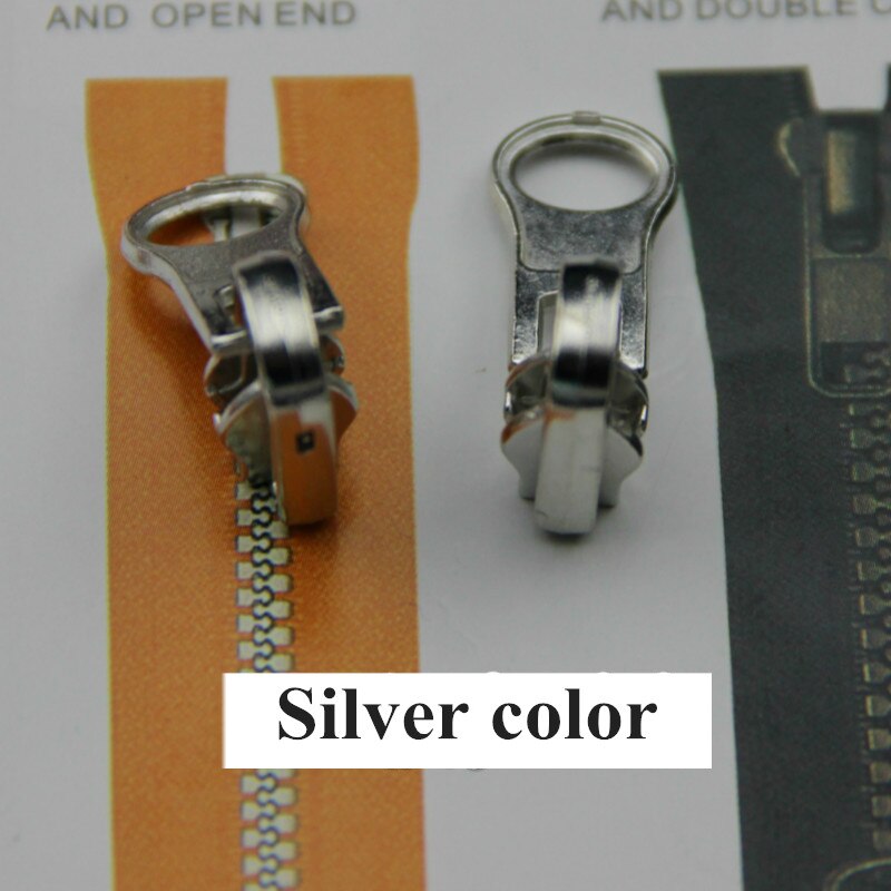 10pcs Nylon Zipper Slider NO.5 Auto Lock reversible double face Rotate Zip Slider: silver color
