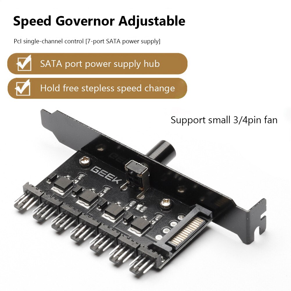 1 to 7 12V PC Case Fan HUB Splitter Computer 4 Pin 3 Pin Speed Controller Computer Cooler Regulator Desktop PC Accessories