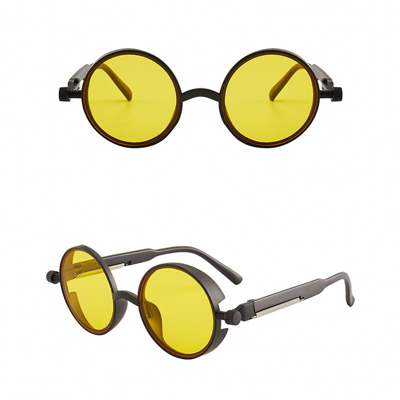Gafas de sol de para Estilo Steampunk, lentes de sol con montura redonda Retro, clásicas, de colores, estilo gótico Punk, Unisex: 02