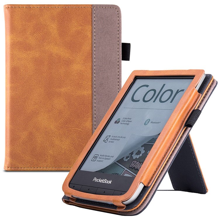 PocketBook – livre de poche tactile HD 3/5/Basic Lux 2/PocketBook Basic 4/Pocketbook, étui de 633 couleurs avec support/repose-main: Business brown