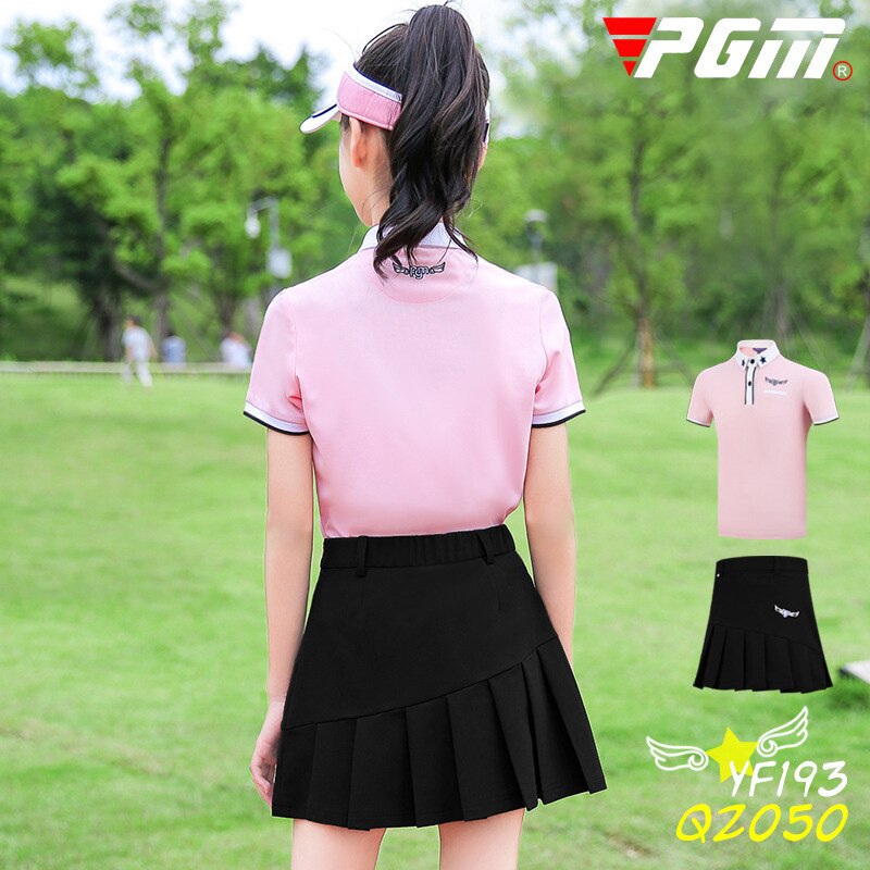 Sommer børn golf tøj jakkesæt piger kortærmet t-shirts barn tennis plisseret nederdel sæt åndbar tør pasform