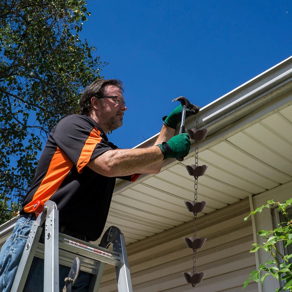 1M Metalen Regen Ketting Bloemblaadje Vorm Chimes En Cups Regen Catcher Regen Afvoer Ketting Dakgoot Downspout Dak Decoratie voor Gutter