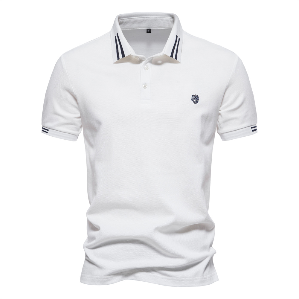 AIOPEON Brand 100% Cotton Men's Polo Shirts Casual Solid Color Short Sleeve Polo Shirts for Men Summer Desinger Clothing Men: XL / black