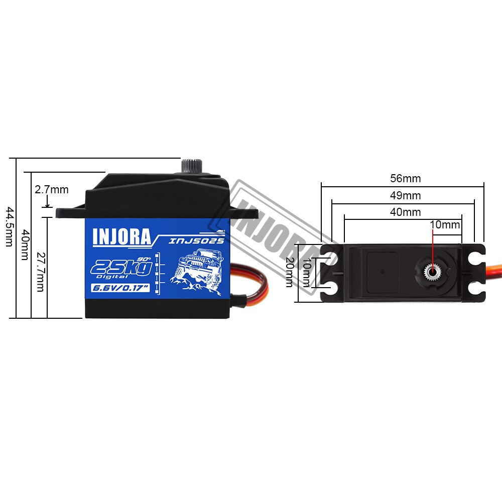 Servomotor Digital INJS025 INJS035 para coche trepador de control remoto a escala 1/10, pieza de actualización, 25KG, 35KG, 1 ud.