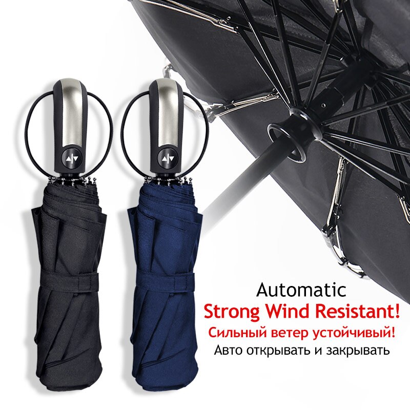 Automatische Wind Paraplu Regen Vrouwen 3 Folding Wind Slip Paraplu Mannen 10K Golf Zakenlui Voor Auto Paraplu Paraguas