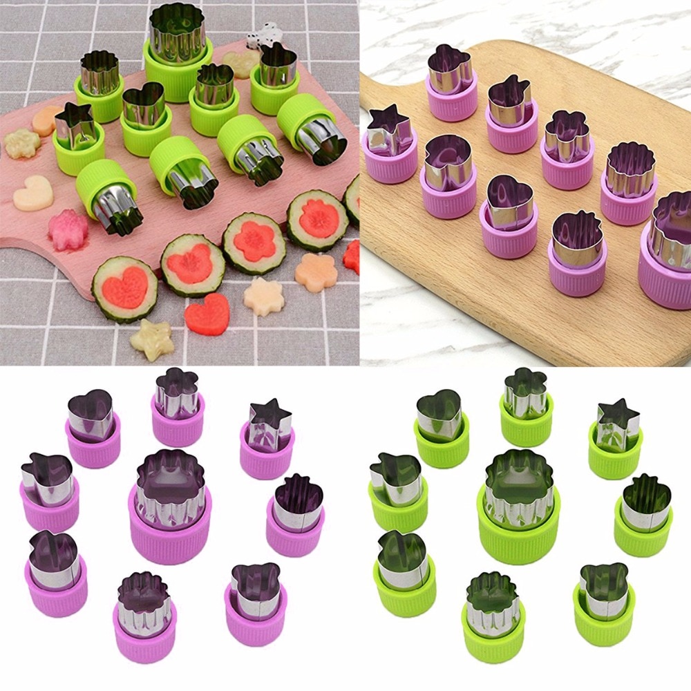 9 stks/set DIY Groente Fruit Snijder Mold Rvs Bloem Ster Hart Animal Cake Cookie Biscuit Bakken Snijden Mould Tool