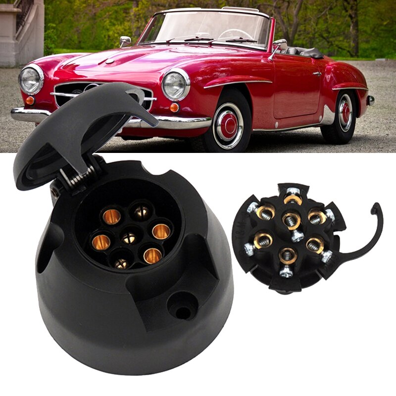 1x 12V 7 Pin Plastic Trailer Towing Electrics Plug Towbar Socket Car Plug Socket Wiring Connector Adapter Car Accessories 7-pin