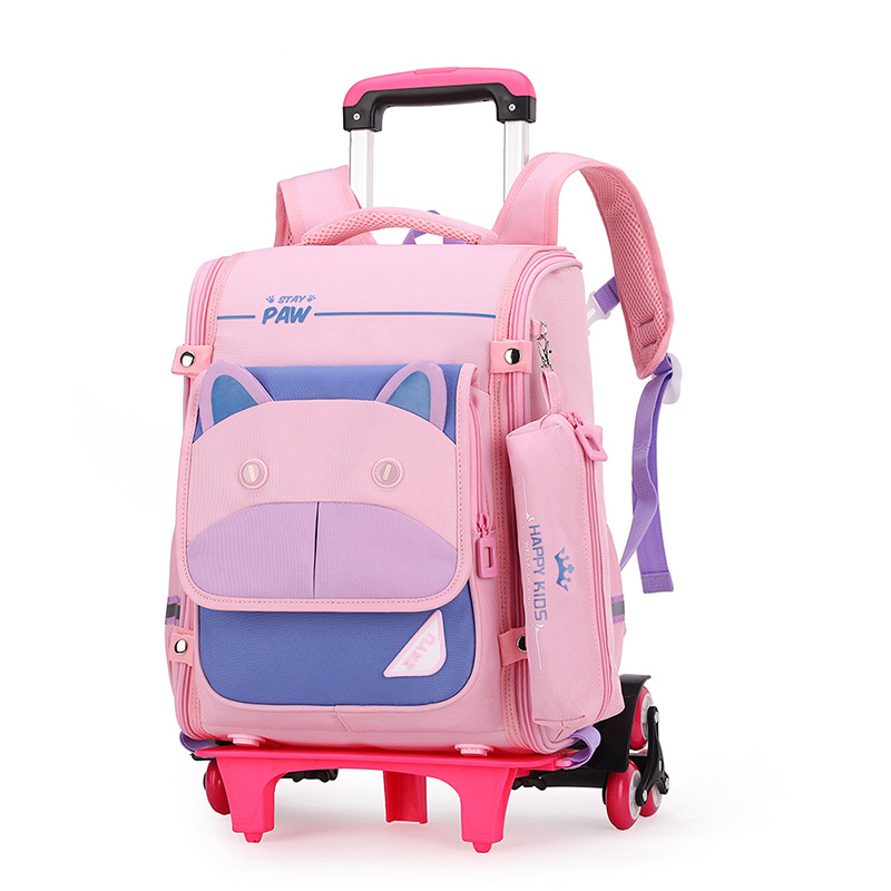 Fengdong zaino per bambini zaino per scuola elementare per ragazzi arrampicata scale zaino per bambini zaino rimovibile per bambini: Pink