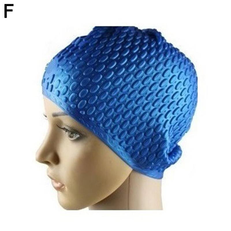 Swimming Caps Men and Women Waterproof Large Ear Plug hats Protect Swim Swimming Supplies Silicone Cap Swimming X9L3: F