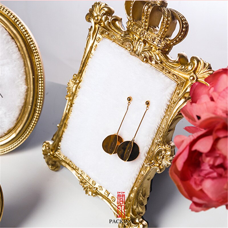 Palace royal style jewelry display stand, gold crown photo frame, earring storage rack, jewelry photography props